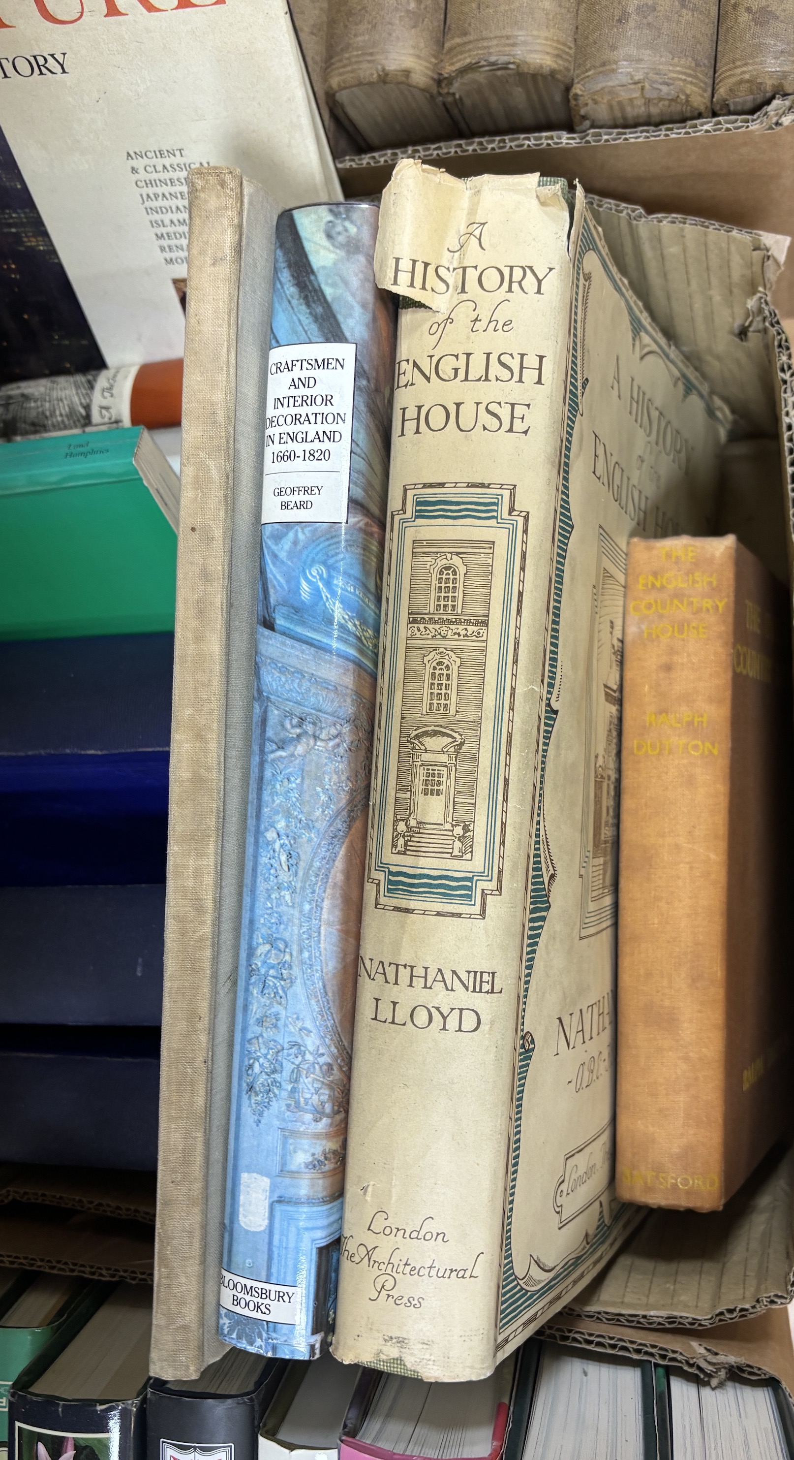 Twenty-seven books on Architecture, History, and Gardening; Nathaniel Lloyd - A History of the English House, M.W. Barley - The English Farmhouse and Cottage, etc. including eleven books on Gardens and Gardening; Encyclo